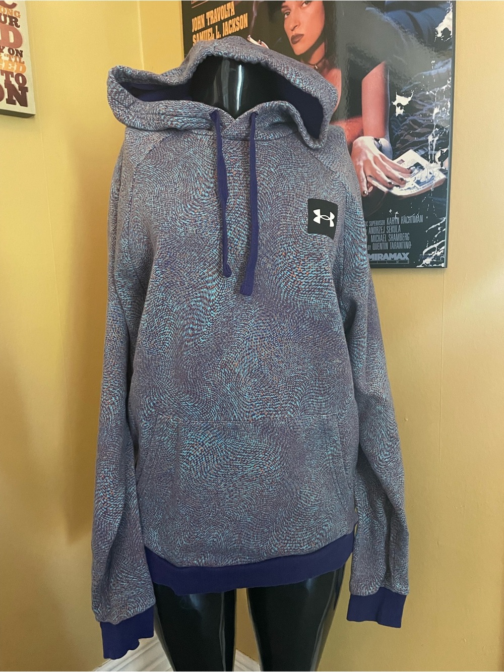 Under Armour Purple Blue Patterned Pullover Hoodie ( Medium )